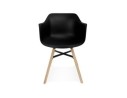 Chaise avec accoudoirs MELIS noire avec pieds en métal et bois naturel