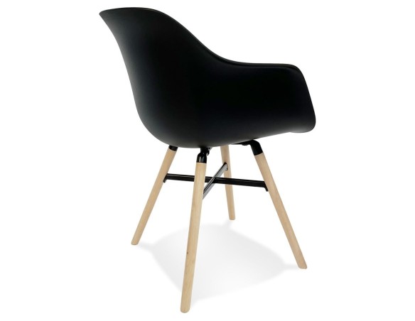 Chaise avec accoudoirs MELIS noire avec pieds en métal et bois naturel