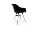 Chaise avec accoudoirs MELIS noire avec pieds en métal et bois naturel
