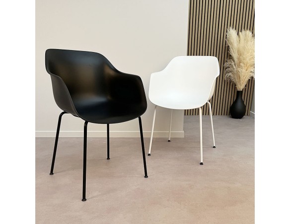 AC04310BL 5404028348383 Chaise intérieur / extérieur BACHO noire avec accoudoirs