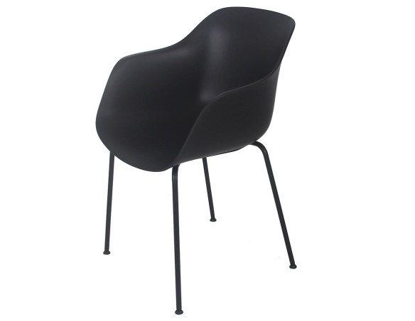Chaise intérieur / extérieur BACHO noire avec accoudoirs