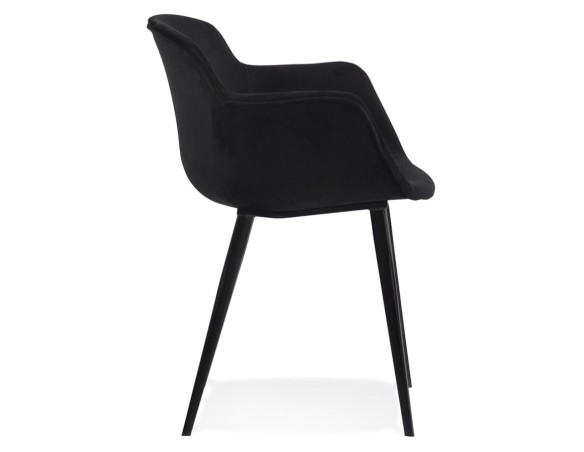 Chaise avec accoudoirs ARMADA en velours noir