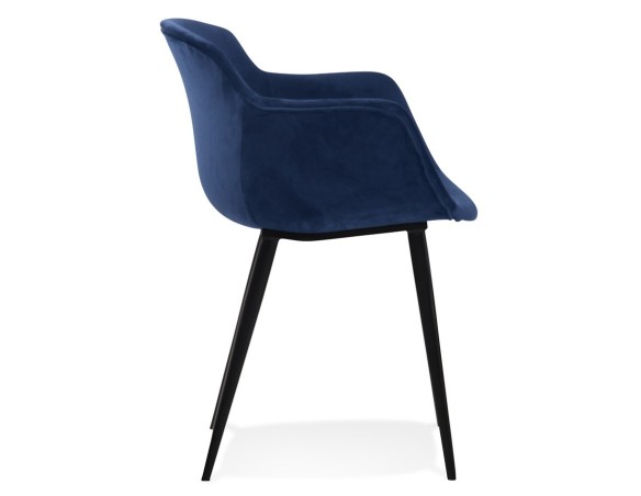 Chaise avec accoudoirs ARMADA en velours bleu
