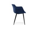 Chaise avec accoudoirs ARMADA en velours bleu