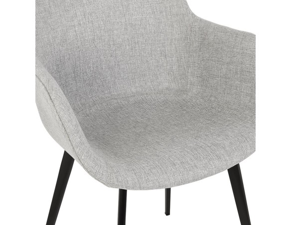 Chaise avec accoudoirs RIGA en tissu gris clair