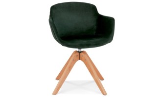 AC03700GENA 5404028313565 Chaise avec accoudoirs BERNI en velours vert et pieds en bois naturel