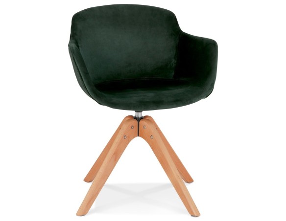 AC03700GENA 5404028313565 Chaise avec accoudoirs BERNI en velours vert et pieds en bois naturel