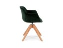 Chaise avec accoudoirs BERNI en velours vert et pieds en bois naturel
