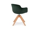 Chaise avec accoudoirs BERNI en velours vert et pieds en bois naturel