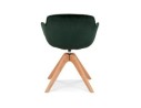 Chaise avec accoudoirs BERNI en velours vert et pieds en bois naturel