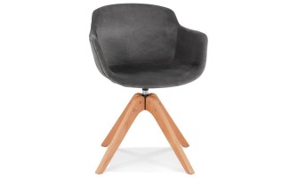 AC03710GRNA 5404028313589 Chaise avec accoudoirs BERNI en velours gris et pieds en bois naturel