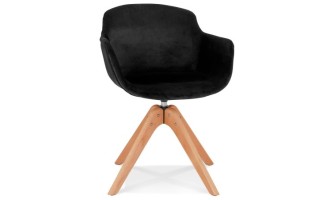 AC03720BLNA 5404028313602 Chaise avec accoudoirs BERNI en velours noir et pieds en bois naturel