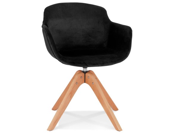 AC03720BLNA 5404028313602 Chaise avec accoudoirs BERNI en velours noir et pieds en bois naturel