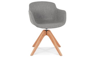 AC03740LGNA 5404028313640 Chaise avec accoudoirs AMOS en tissu gris et pieds en bois naturel