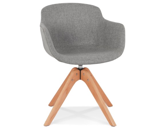 AC03740LGNA 5404028313640 Chaise avec accoudoirs AMOS en tissu gris et pieds en bois naturel