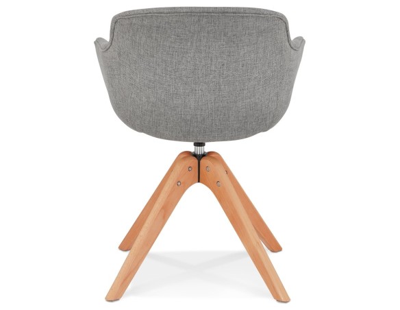 Chaise avec accoudoirs AMOS en tissu gris et pieds en bois naturel