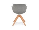 Chaise avec accoudoirs AMOS en tissu gris et pieds en bois naturel