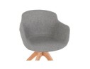 Chaise avec accoudoirs AMOS en tissu gris et pieds en bois naturel
