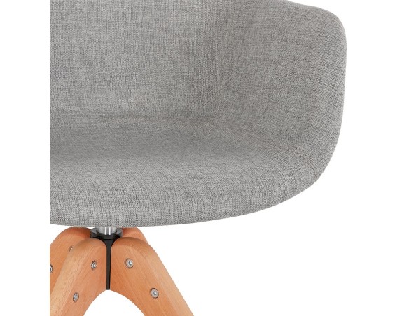 Chaise avec accoudoirs AMOS en tissu gris et pieds en bois naturel