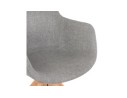Chaise avec accoudoirs AMOS en tissu gris et pieds en bois naturel