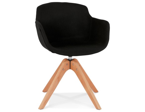 AC03750BLNA 5404028313664 Chaise avec accoudoirs AMOS en tissu noir et pieds en bois naturel