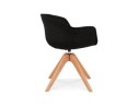 Chaise avec accoudoirs AMOS en tissu noir et pieds en bois naturel