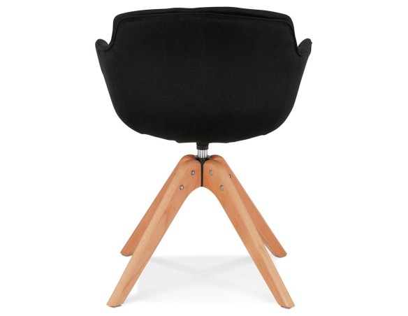 Chaise avec accoudoirs AMOS en tissu noir et pieds en bois naturel