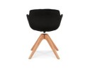 Chaise avec accoudoirs AMOS en tissu noir et pieds en bois naturel