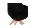 Chaise avec accoudoirs AMOS en tissu noir et pieds en bois naturel