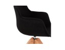 Chaise avec accoudoirs AMOS en tissu noir et pieds en bois naturel