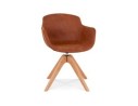 AC03760BRNA 5404028313688 Chaise avec accoudoirs MARTIN en microfibre brune et pieds en bois naturel