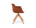 Chaise avec accoudoirs MARTIN en microfibre brune et pieds en bois naturel
