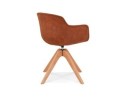 Chaise avec accoudoirs MARTIN en microfibre brune et pieds en bois naturel