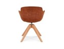 Chaise avec accoudoirs MARTIN en microfibre brune et pieds en bois naturel