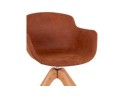 Chaise avec accoudoirs MARTIN en microfibre brune et pieds en bois naturel