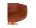 Chaise avec accoudoirs MARTIN en microfibre brune et pieds en bois naturel