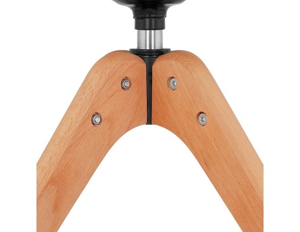 Chaise avec accoudoirs MARTIN en microfibre brune et pieds en bois naturel