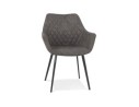 AC03800DG 5404028315187 Chaise avec accoudoirs CHIGI gaufrée en microfibre gris foncé et pieds en métal noir