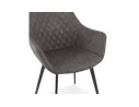 Chaise avec accoudoirs CHIGI gaufrée en microfibre gris foncé et pieds en métal noir