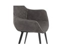 Chaise avec accoudoirs CHIGI gaufrée en microfibre gris foncé et pieds en métal noir