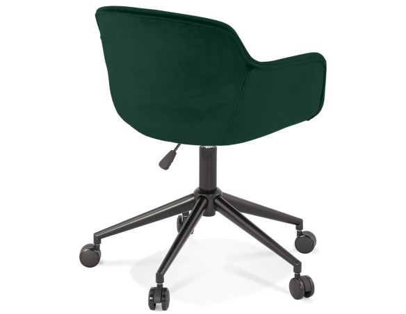 Chaise de bureau ROLLING en velours vert sur roulettes