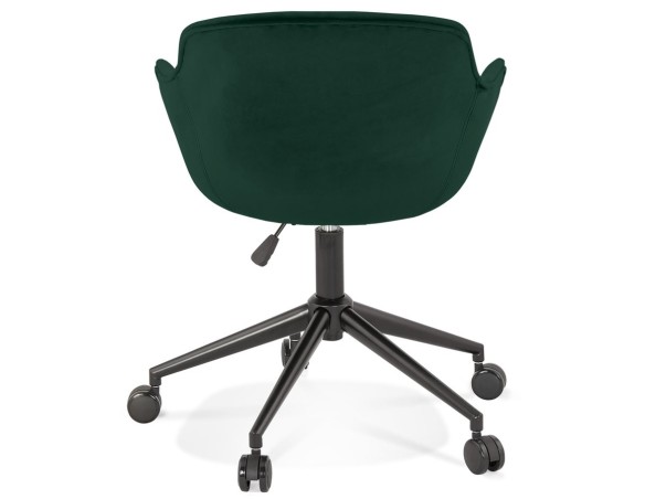Chaise de bureau ROLLING en velours vert sur roulettes