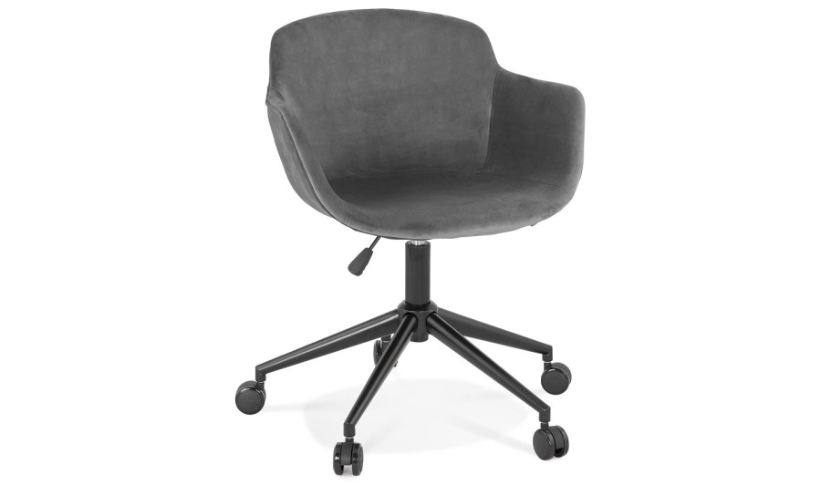 AC03850GRBL 5404028317815 Chaise de bureau ROLLING en velours gris sur roulettes