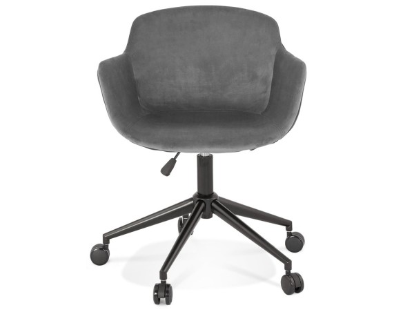 Chaise de bureau ROLLING en velours gris sur roulettes