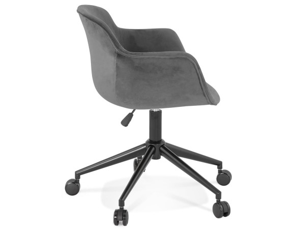 Chaise de bureau ROLLING en velours gris sur roulettes
