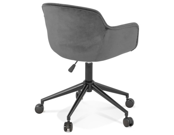 Chaise de bureau ROLLING en velours gris sur roulettes