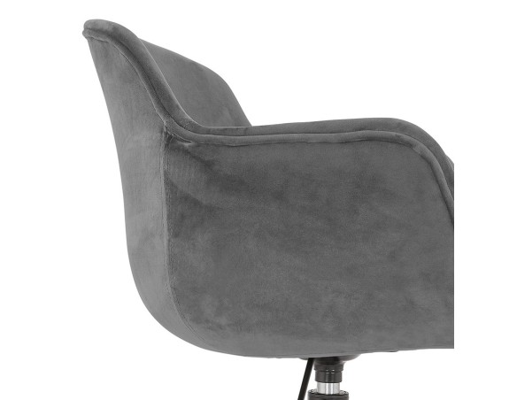 Chaise de bureau ROLLING en velours gris sur roulettes