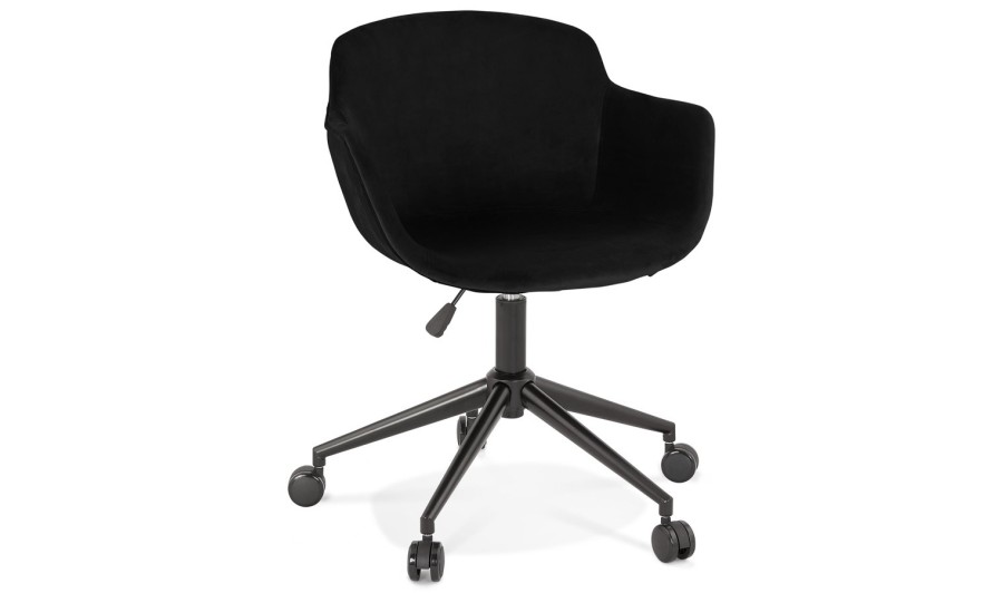 AC03860BLBL 5404028317839 Chaise de bureau ROLLING en velours noir sur roulettes