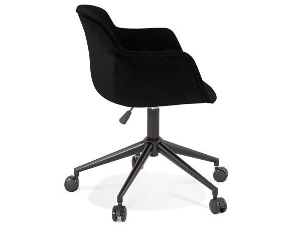 Chaise de bureau ROLLING en velours noir sur roulettes
