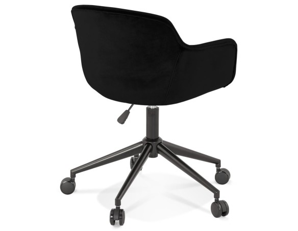 Chaise de bureau ROLLING en velours noir sur roulettes